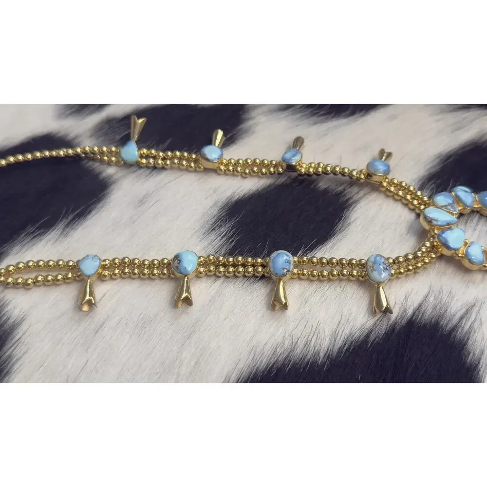 Affordable Golden Hills Turquoise Squash Blossom Necklace Gold on Sterling